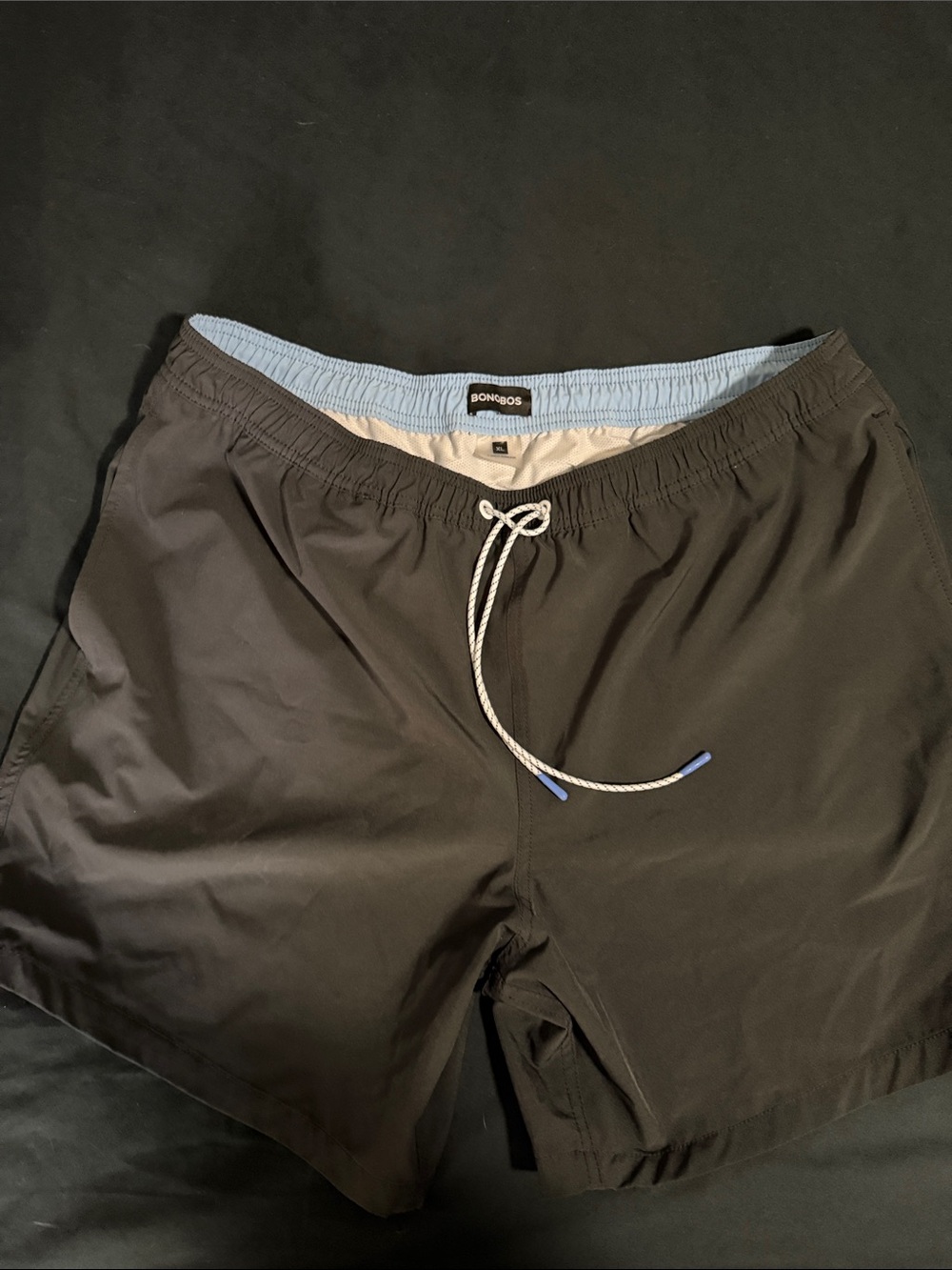 Bonobos Men’s Black Swim Trunks with Light Blue Lining and Drawstring
